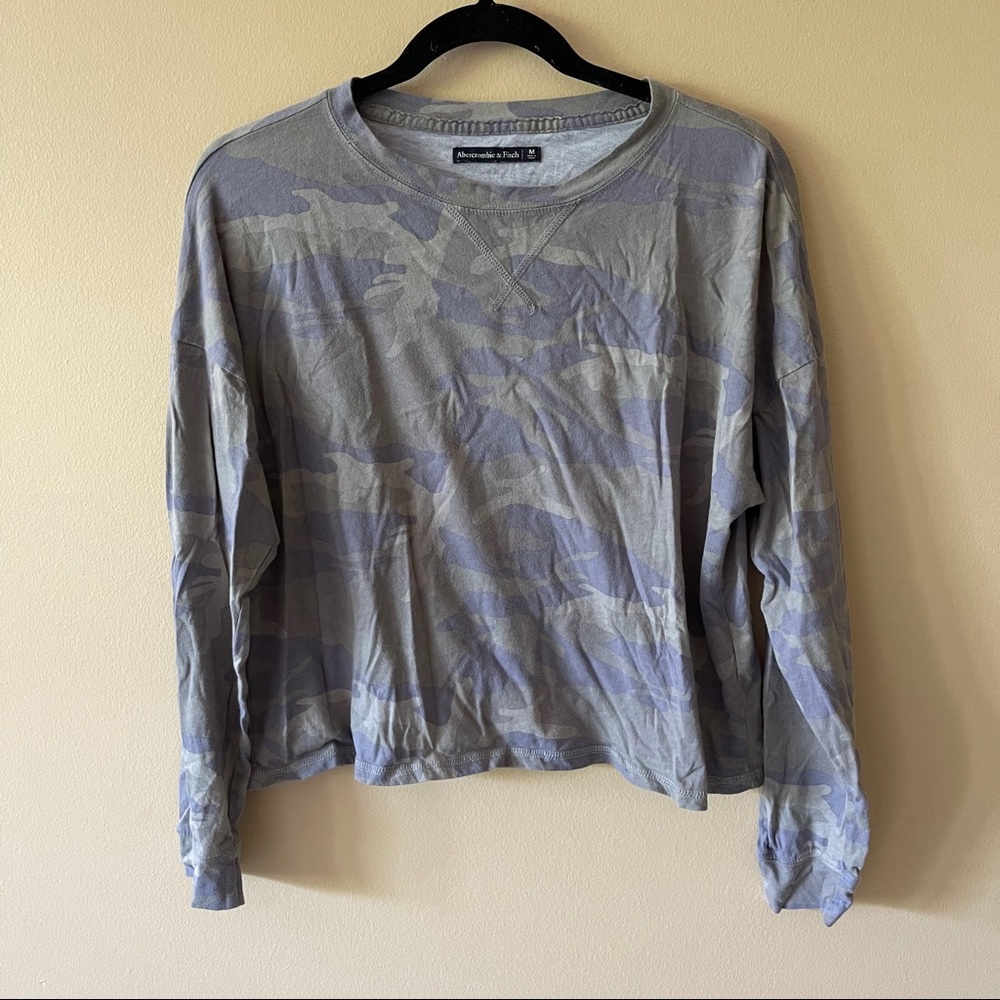 Abercrombie & Fitch Camouflage Long Sleeve Tee - Gray and Blue